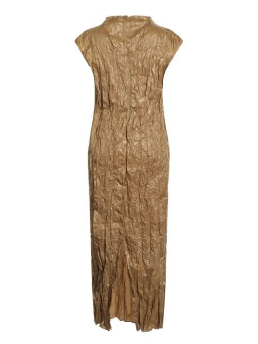 Acne Metallic Gold Crinkle Maxi Dress - Picture 3 of 9